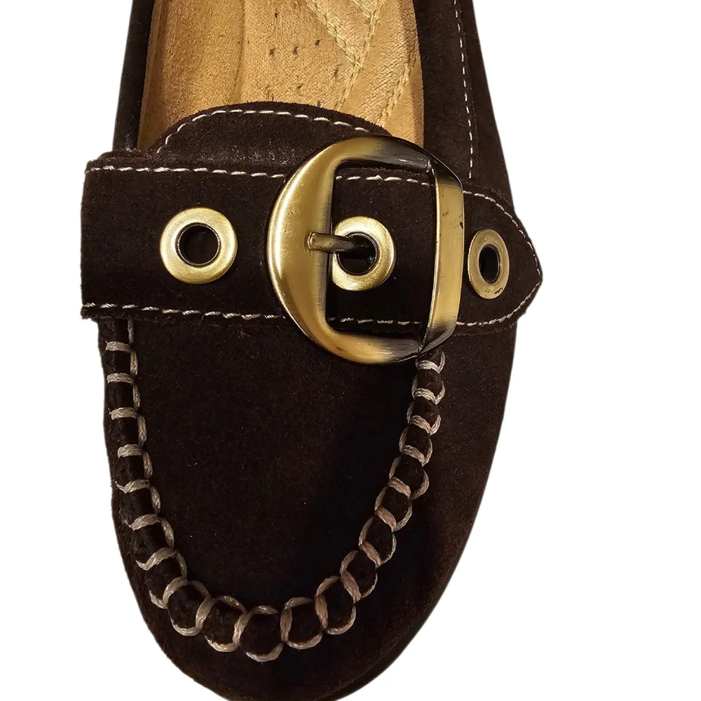 Naturalizer‎ Brown Suede Wedges with Moccasin Stitching Size 8.5